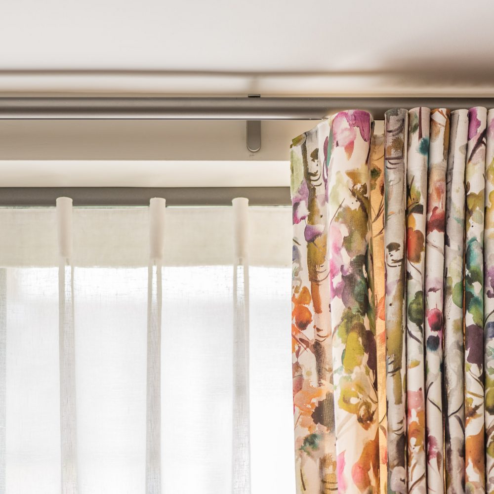 Colourful curtains and pole