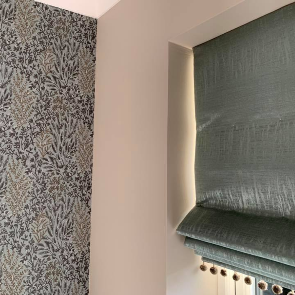 Grey patterned blinds