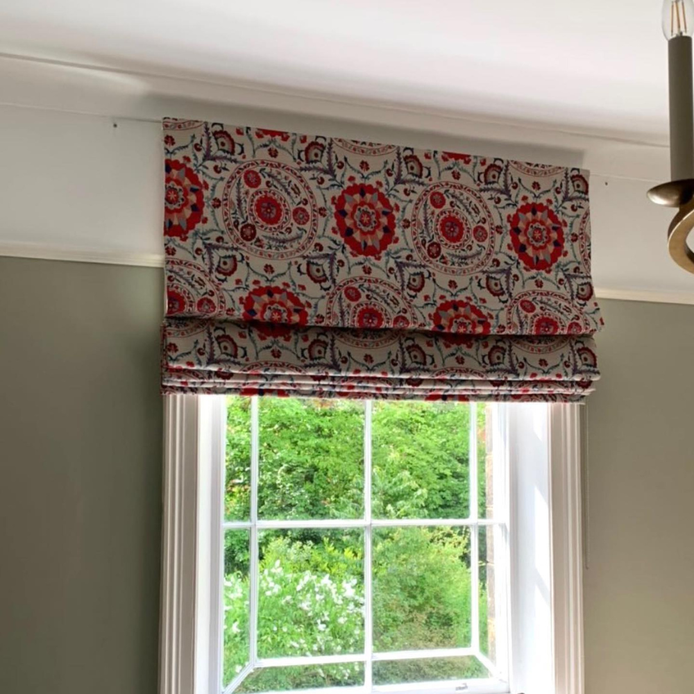 Red patterned blinds